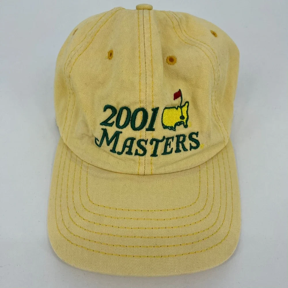 American Needle 2001 Masters Tournament Golf Hat Yellow Adjustable Strapback